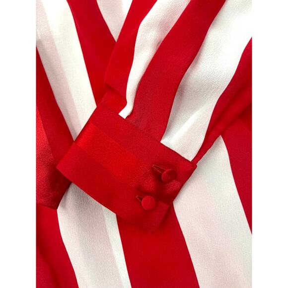 NWT Dolce & Gabbana Red White Striped Silk Crepe De Chine Blouse IT 42 M - Picture 10 of 11